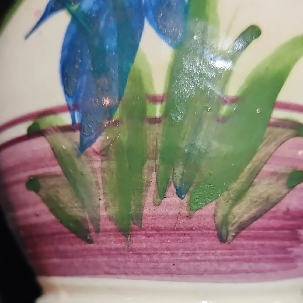 VTG Signed PSS 92 Hand Thrown Studio Art Pottery Irises Ceramic Bud Vase